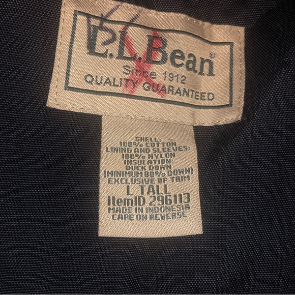 Ll bean mens down filled winter coat size large tall - Picture 6 of 6